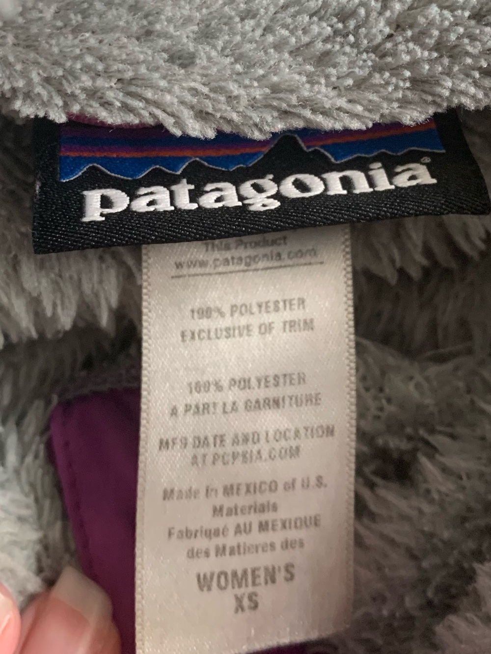 Patagonia Gray Fleece Quarter-Zip Pullover with Purple Accents Size XS - Picture 5 of 5
